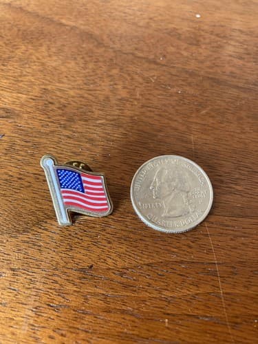 2 American Waving Flag Lapel Pins Hat Patriotic U.S. USA U.S.A. Military Gov - Thumbnail 3