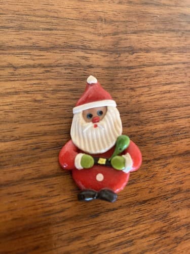 Christmas Brooch Handmade Clay Santa hat Stocking lapel Pin tie tack Holiday