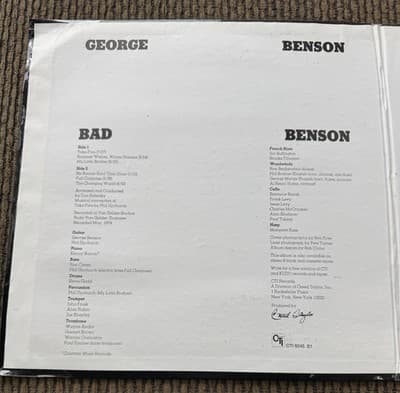 Lot Of 2 George Benson Vinyl LP Records - White Rabbit - Bad Benson - Thumbnail 4