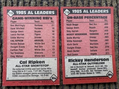1986, Lot Of 22 Topps All Stars MLB Baseball Cards In Order, All 22 All Stars - Thumbnail 17