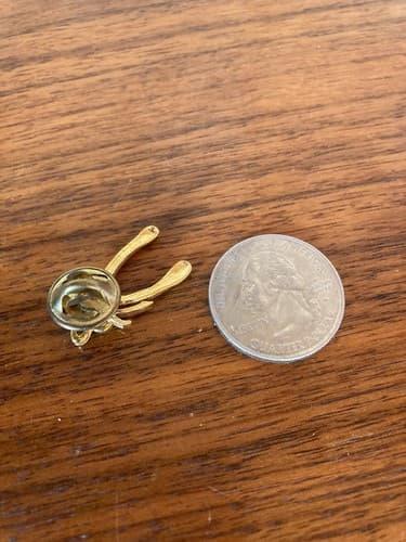 Wishbone Ribbon Bow Make a Wish Gold tone Lapel Pin Pinback american airlines - Thumbnail 3