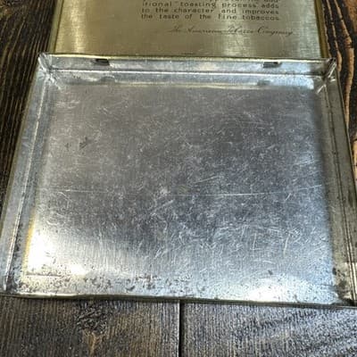 Vintage Lucky Strike “It’s Toasted” Flat Fifths Cigarettes Metal Tin - Thumbnail 5