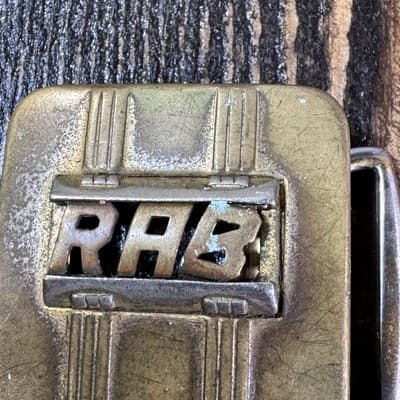 Vintage Swank Deluxe Plate Belt Buckle Made In USA Letter Initials RAB bronze - Thumbnail 10