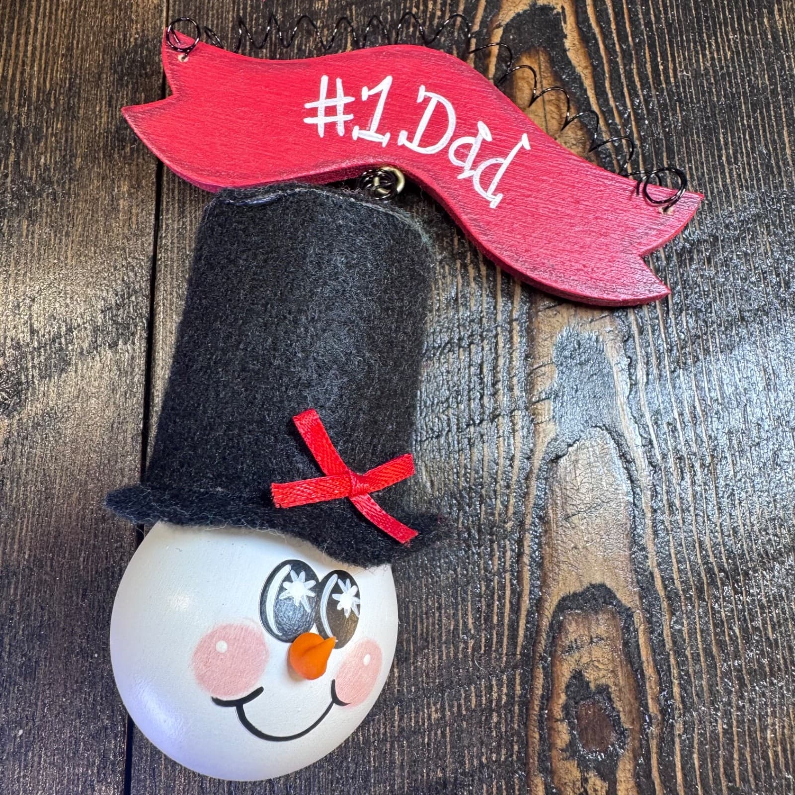 Vintage Christmas Holiday Tree Ornament #1 Dad Snowman with Hat
