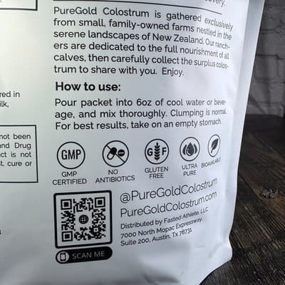 Fasted Athlete PureGold Colostrum Grass-Fed Powder 30 Packets Gut Skin Hair - Thumbnail 7