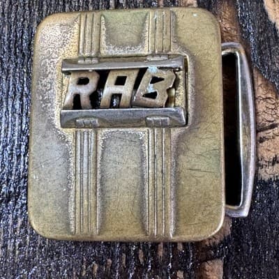 Vintage Swank Deluxe Plate Belt Buckle Made In USA Letter Initials RAB bronze