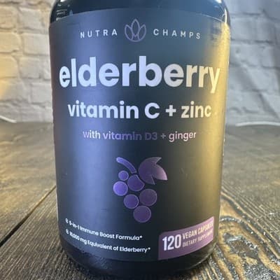 Nutra Champs Elderberry Vitamin C + Zinc Vitamin D3 + Ginger Immunity 120 Caps - Thumbnail 2