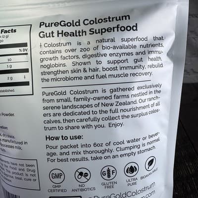 Fasted Athlete PureGold Colostrum Grass-Fed Powder 30 Packets Gut Skin Hair - Thumbnail 5