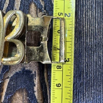 Vintage Hickok Metal Belt Buckle Made In USA Letters RB - Gold Color - Thumbnail 11
