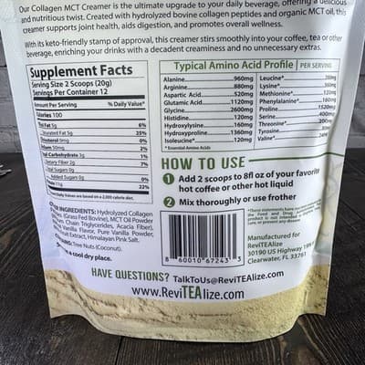 ReviTEAlize Collagen Creamer for Coffee Tea - Grass Fed Peptides Powder Vanilla - Thumbnail 6