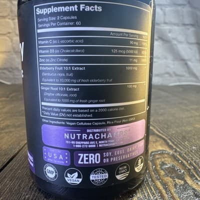 Nutra Champs Elderberry Vitamin C + Zinc Vitamin D3 + Ginger Immunity 120 Caps - Thumbnail 3