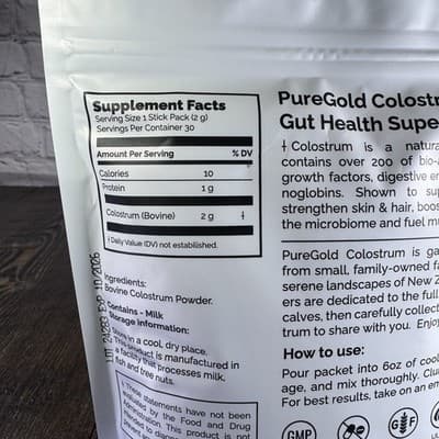 Fasted Athlete PureGold Colostrum Grass-Fed Powder 30 Packets Gut Skin Hair - Thumbnail 4