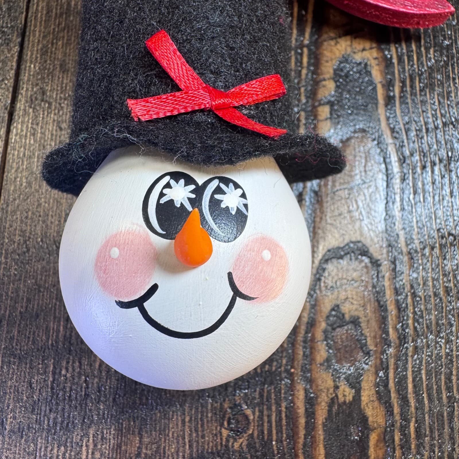 Vintage Christmas Holiday Tree Ornament #1 Dad Snowman with Hat - Thumbnail 3