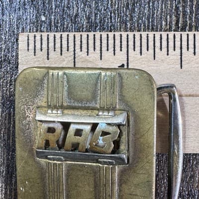 Vintage Swank Deluxe Plate Belt Buckle Made In USA Letter Initials RAB bronze - Thumbnail 11