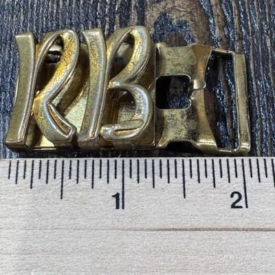 Vintage Hickok Metal Belt Buckle Made In USA Letters RB - Gold Color - Thumbnail 9