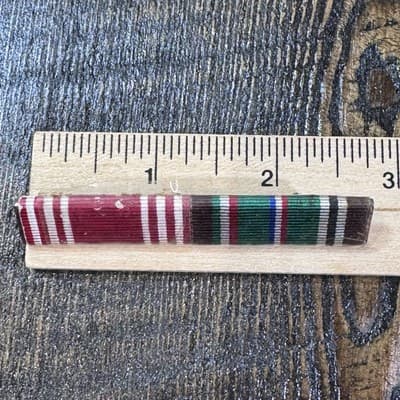 Original British Made US Army Good Conduct European Theater Pin Back Ribbon - Thumbnail 12