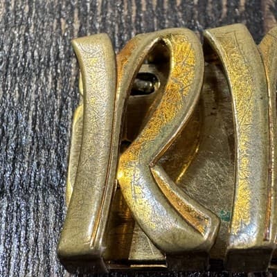 Vintage Hickok Metal Belt Buckle Made In USA Letters RB - Gold Color - Thumbnail 6