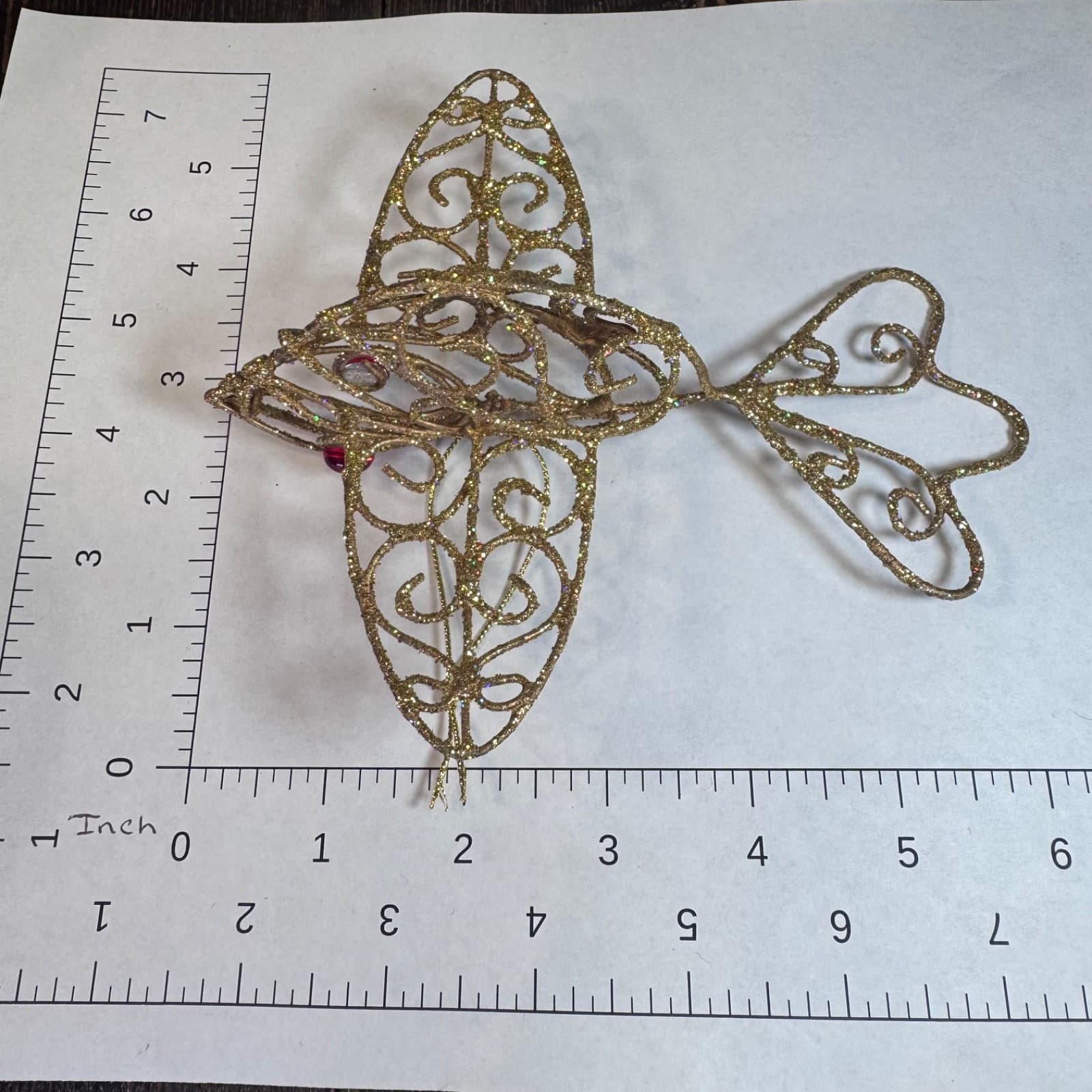 Vintage Christmas Holiday Tree Ornament Gold Glitter Dove Airplane - Thumbnail 3