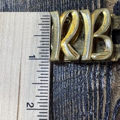 Vintage Hickok Metal Belt Buckle Made In USA Letters RB - Gold Color - Thumbnail 10