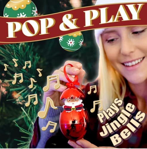 Christmas Ornament Egg Pop & Play Christmas Ball Ornament Santa Holiday Kids - Thumbnail 2