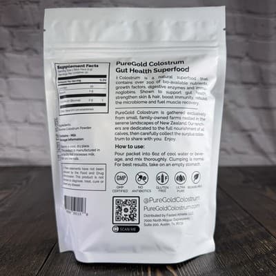 Fasted Athlete PureGold Colostrum Grass-Fed Powder 30 Packets Gut Skin Hair - Thumbnail 2