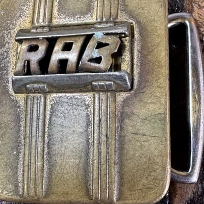 Vintage Swank Deluxe Plate Belt Buckle Made In USA Letter Initials RAB bronze - Thumbnail 8
