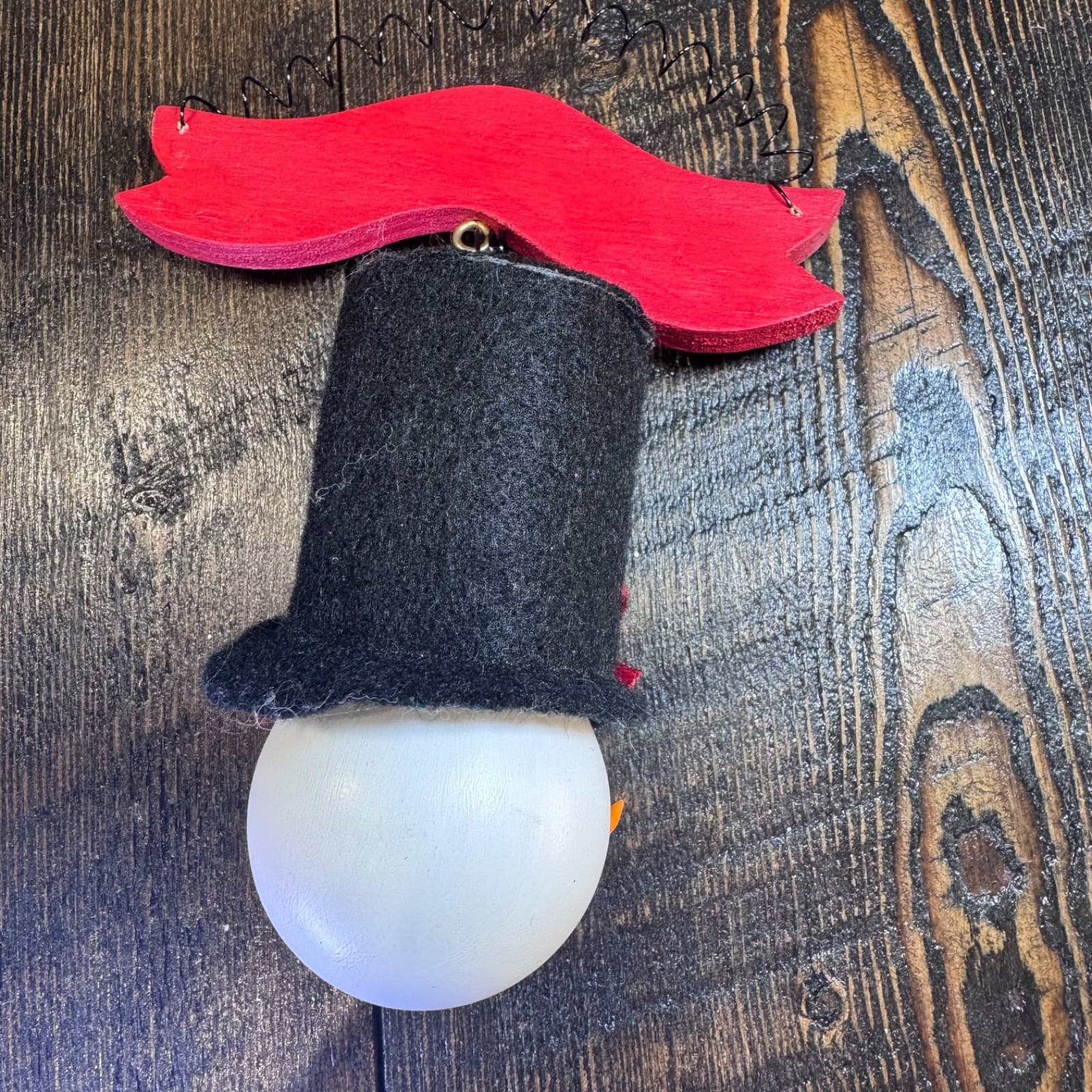 Vintage Christmas Holiday Tree Ornament #1 Dad Snowman with Hat - Thumbnail 2