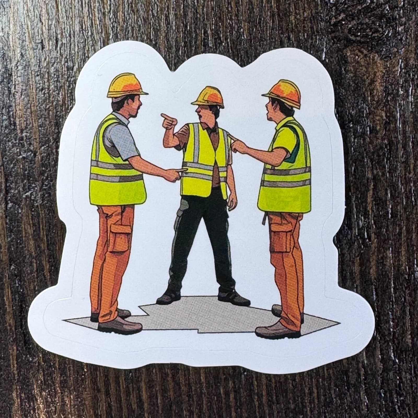 3 Men Wearing Safety Vest - Sticker - Water Bottle - Cell - Phone Locker