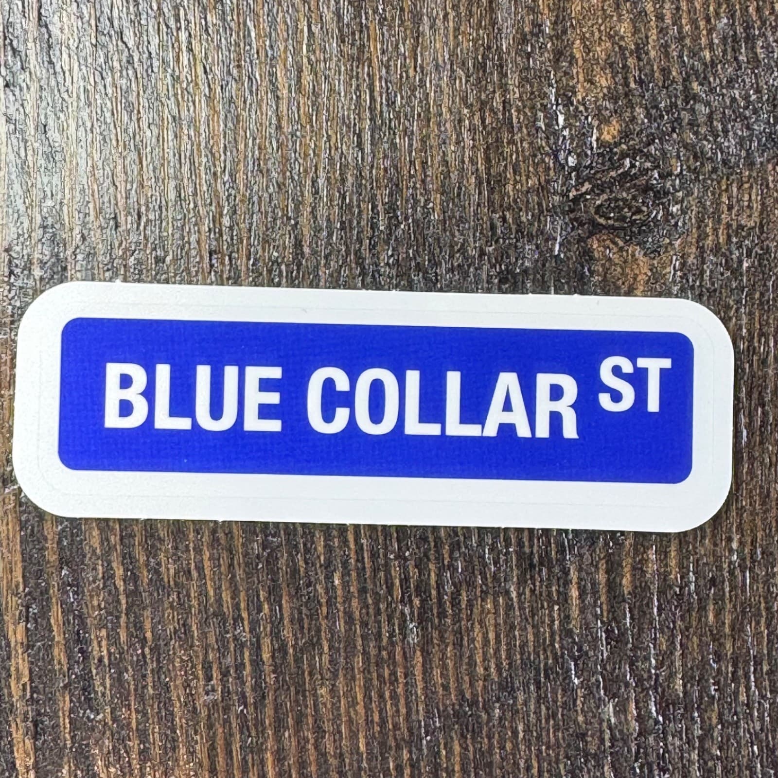 Blue Collar St - Road Street Sign Sticker - Water Bottle - Cell - Phone Locker
