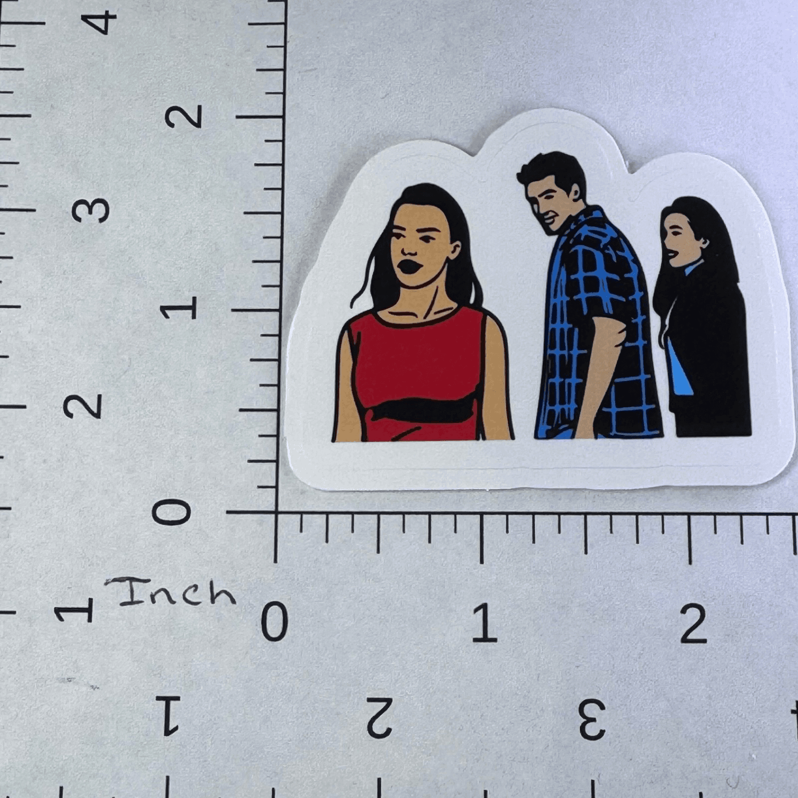 3 People Sticker - Woman Man -Sticker - Water Bottle - Cell - Phone Locker - Thumbnail 2