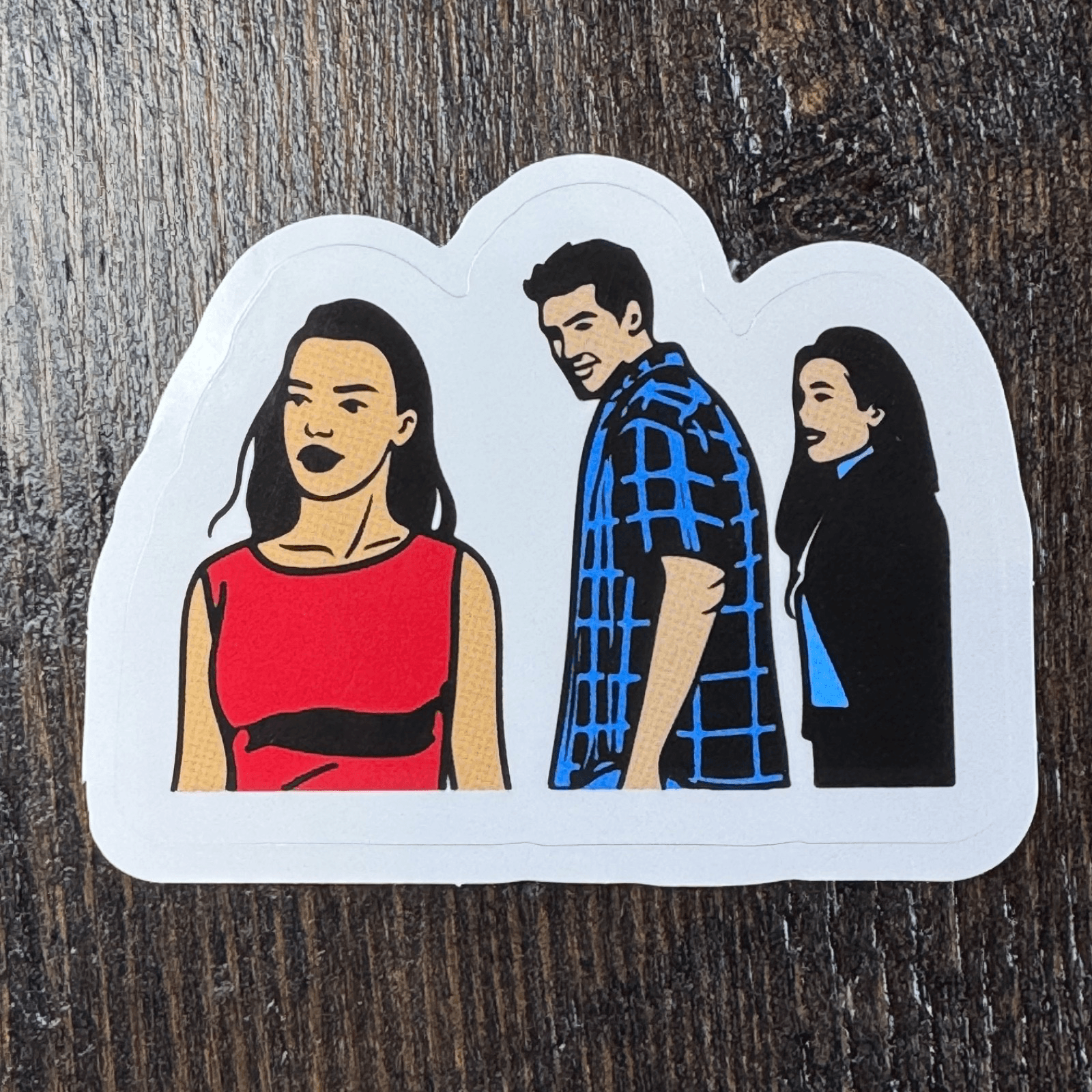3 People Sticker - Woman Man -Sticker - Water Bottle - Cell - Phone Locker
