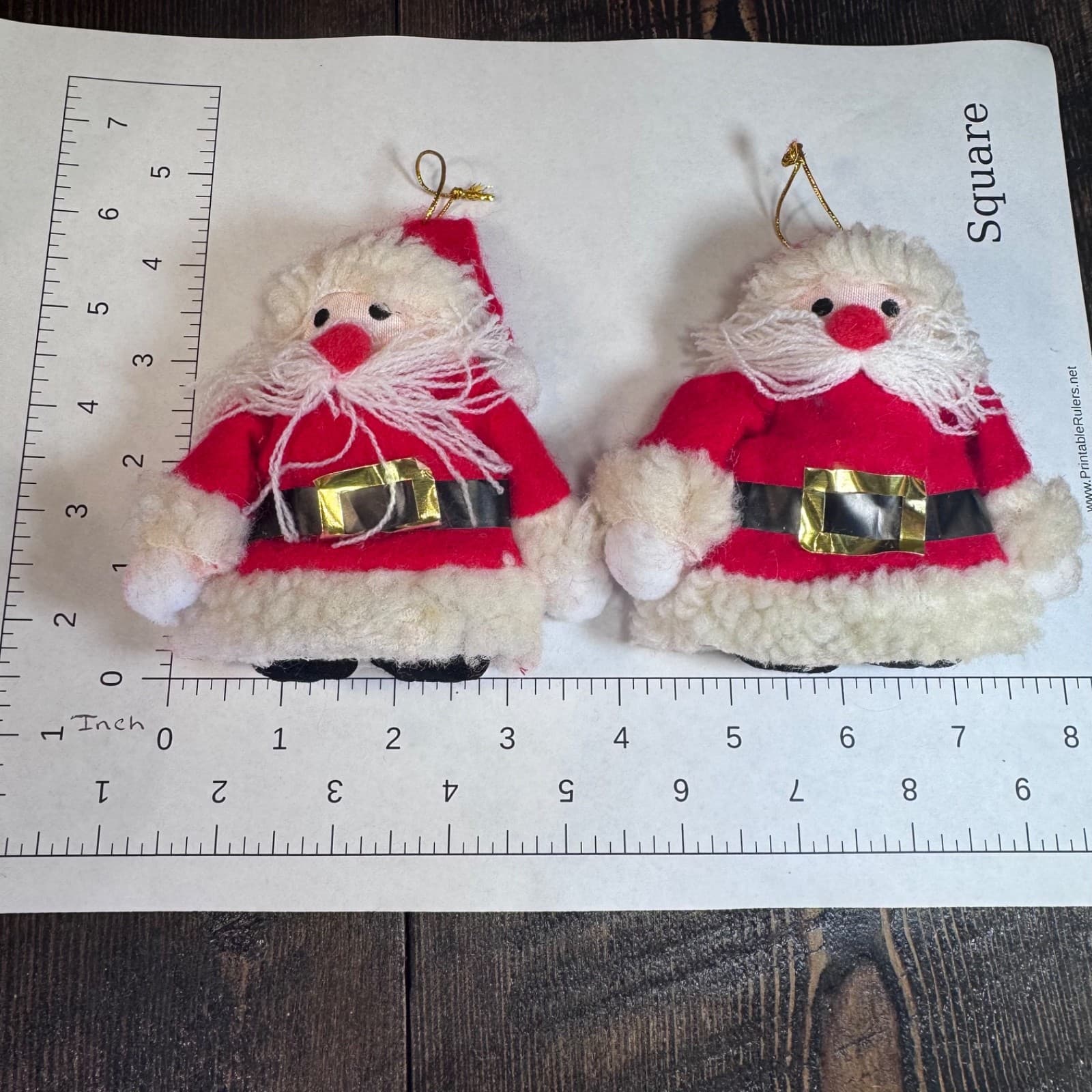 2 Vintage Christmas Holiday Tree Ornament Santa Doll - Thumbnail 3