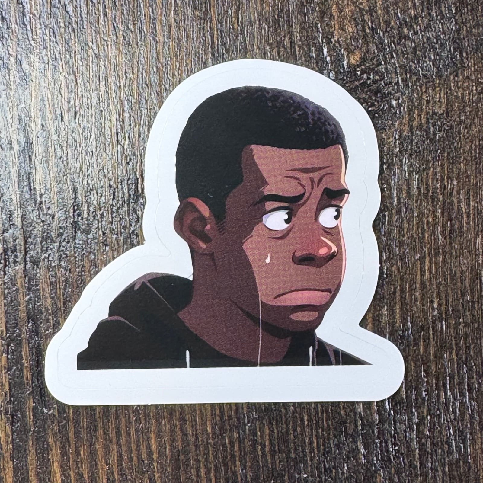 Crying Black Man - Sticker - Water Bottle - Cell - Phone Locker