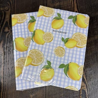 2x - Greenstalk Garden Yellow Lemon Notebook with Doted Pages - Blue Checkered