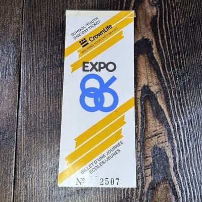 Expo 86 School Youth One Day Ticket Stub and Bus Ticket - Vancouver Canada 1986 - Thumbnail 2