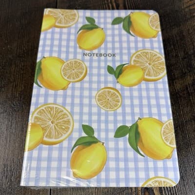 2x - Greenstalk Garden Yellow Lemon Notebook with Doted Pages - Blue Checkered - Thumbnail 2