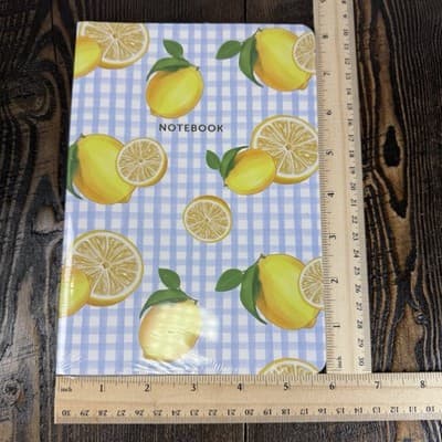 2x - Greenstalk Garden Yellow Lemon Notebook with Doted Pages - Blue Checkered - Thumbnail 4