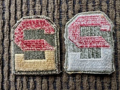 VINTAGE LOT OF 2, US ARMY, 2ND ARMY PATCHES, WWII - ORIGINAL - GREAT SHAPE! - Thumbnail 4