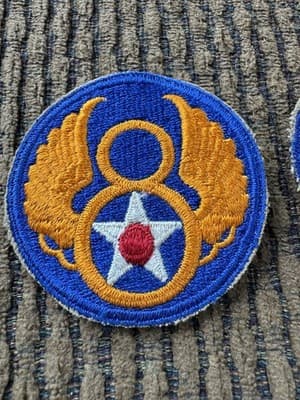 Vintage Lot Of 2, WWII, USAAF 8th Air Force, Patches - Original - Great Shape! - Thumbnail 2