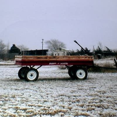 John Deere Tractor and Giant Radio Flyer Wagon Photograpgh 6 x 5 Snow Scene - Thumbnail 4