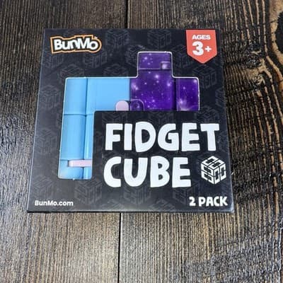 BUNMO 2 pk Infinity Cube Fidget Toy Kid Adult Teen Blue &Pink - Purple Galaxy