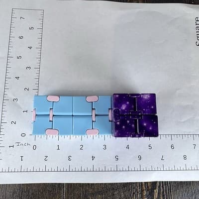 BUNMO 2 pk Infinity Cube Fidget Toy Kid Adult Teen Blue &Pink - Purple Galaxy - Thumbnail 5