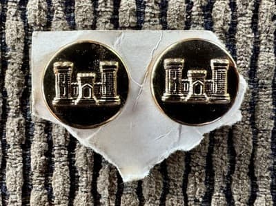 Vintage Lot Of 2, WWII, US Military Corps of Engineers Collar Pins - Original