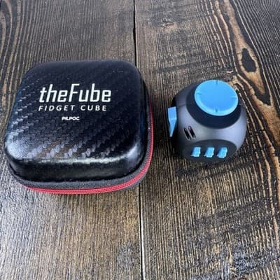 theFube Fidget Cube, 6-Sided Stress Relief Infinity for Adults Kids Black Blue