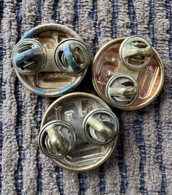 Vintage Lot Of 3, WWII, US Military Collar Brass Badge Pins, Original - Thumbnail 5