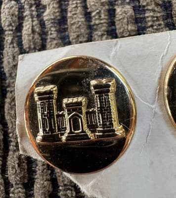Vintage Lot Of 2, WWII, US Military Corps of Engineers Collar Pins - Original - Thumbnail 2
