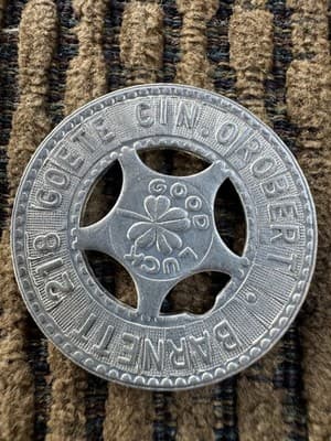 Lot Of 2 Vintage Tokens - Record & Detach - Good Luck, Cincinnati Ohio - Thumbnail 2