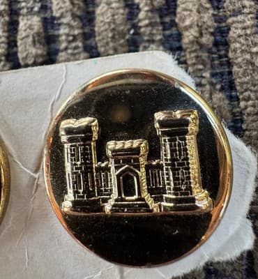 Vintage Lot Of 2, WWII, US Military Corps of Engineers Collar Pins - Original - Thumbnail 3