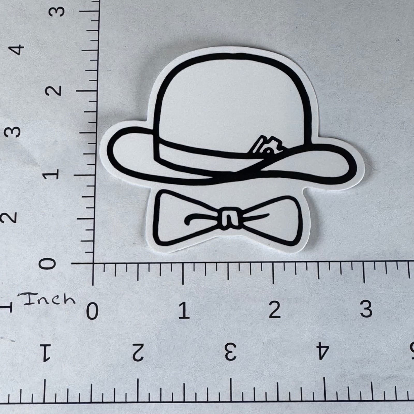 Bowler or Derby Hat with Bow Tie Sticker - Water Bottle - Locker - Laptop - Thumbnail 2