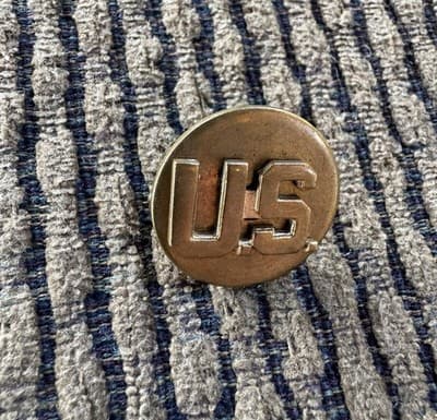 Rare Screw Back 3 Piece Original U.S. Army Collar Pin, WWII, Made In England - Thumbnail 2